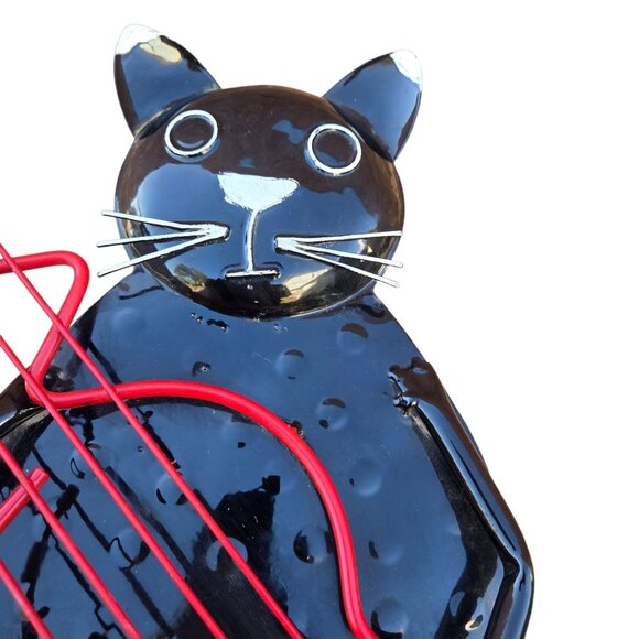 Black Cat Guitar Player Musician Statue Metal Sculpture Musician Bass 25 Inch - Picture 10 of 16